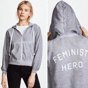 WILDFOX Feminist Hero Zip Hoodie | Grey | Small
